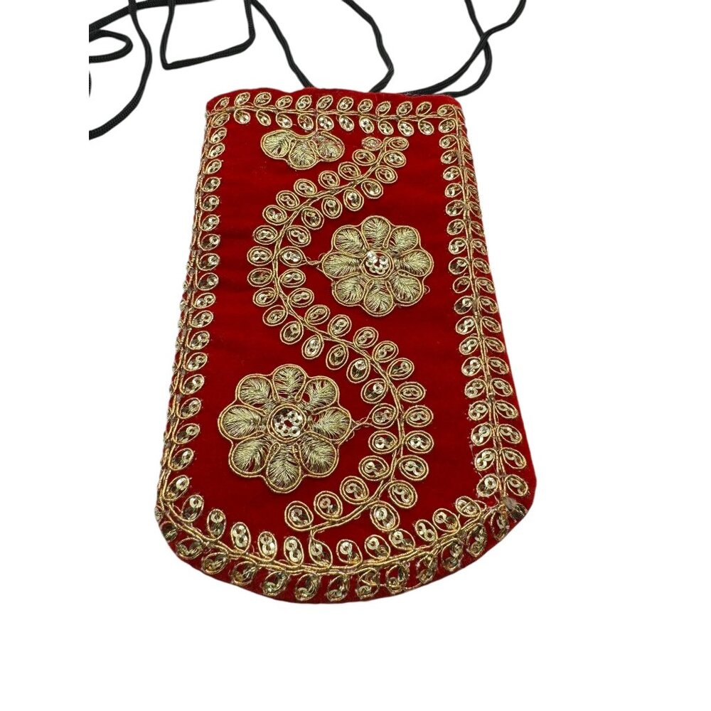 Vintage Ronsot Red Velvet Floral Embroidered Mini Bag